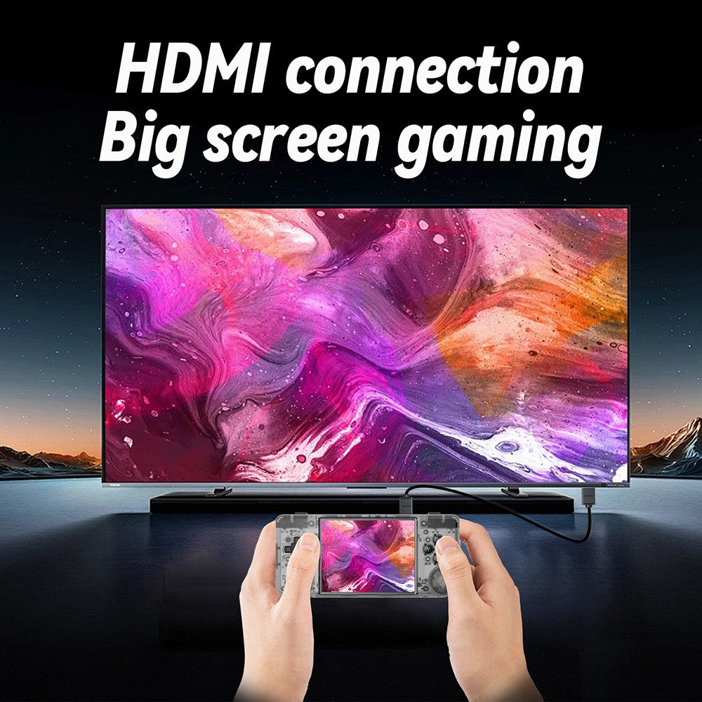 Herná konzola ANBERNIC RG28XX, 2,83-palcový IPS displej, 64GB TF karta, predinštalovaných 5000+ hier, multimediálne aplikácie, 8 hodín hrania, HDMI výstup - transparentná čierna