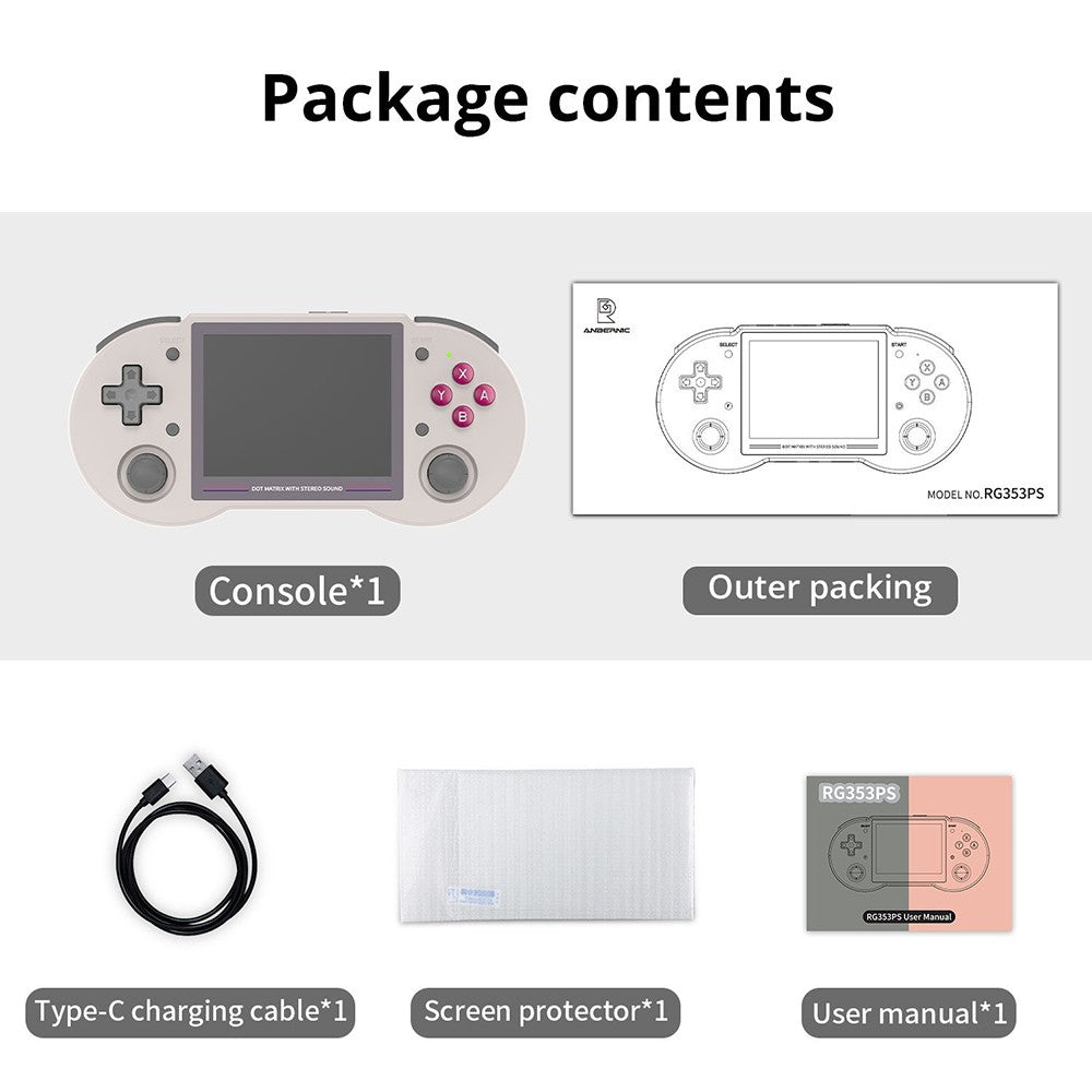 Herná konzola ANBERNIC RG353PS s 64GB TF kartou - biela