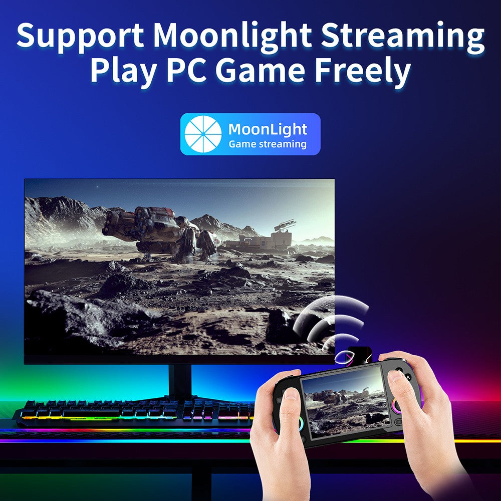 Retro herná konzola ANBERNIC RG40XX H s RGB podsvietením, 64GB TF karta s 5000+ hrami, LPDDR4 1GB, 640*480P IPS displej, 3200mAh batéria s 6 hodinami výdrže, Linux OS, 5G Wifi Bluetooth, Moonlight Streaming - čierna