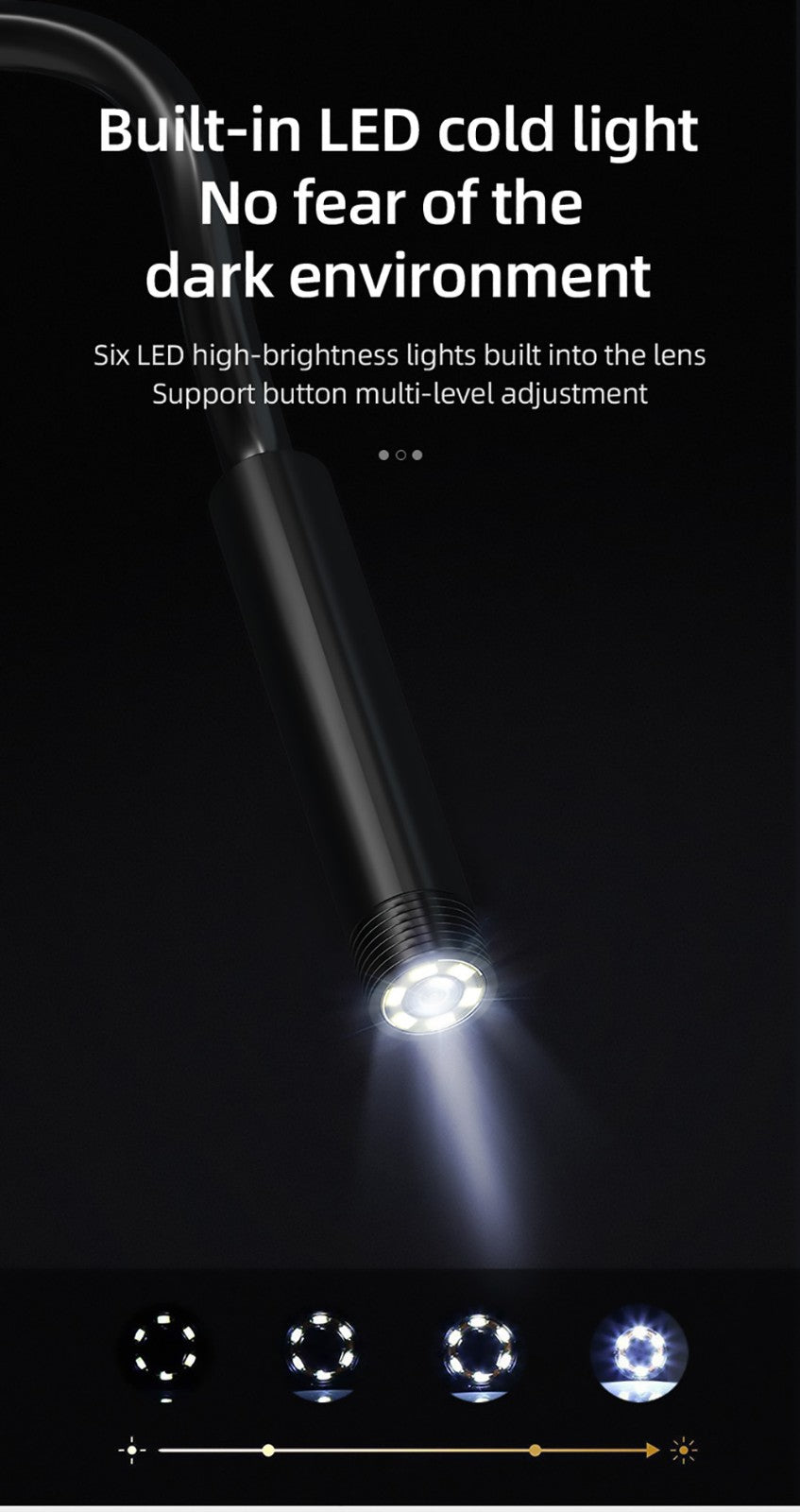 Endoskop ANESOK 113B, 4,3" IPS displej, jeden objektív, rozlíšenie 1080P, 6 nastaviteľných LED svetiel, 3 hodiny prevádzky, vodotesný IP67, 1m kábel - oranžová