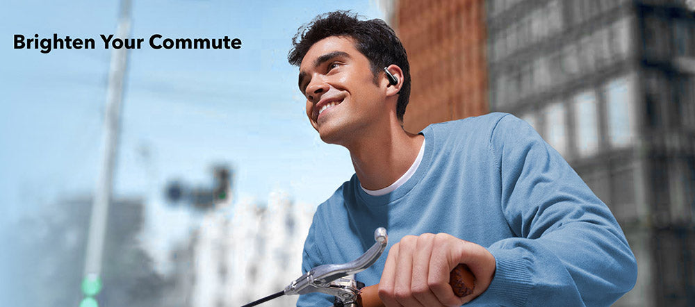 Slúchadlá Anker Soundcore AeroFit s otvorenou konštrukciou, ergonomickým háčikom na ucho, vodotesnosťou IPX7, ovládanie cez aplikáciu, až 42 hodín prehrávania – modrá