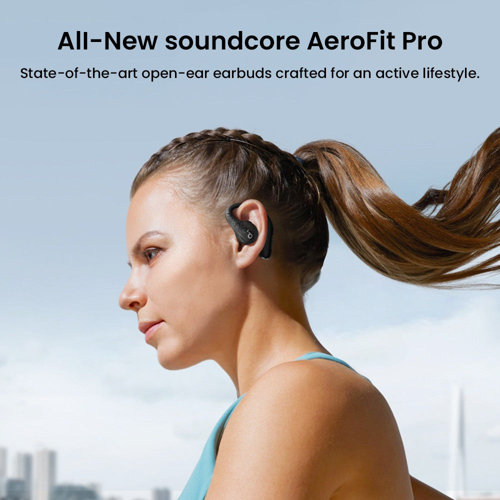 Slúchadlá Anker Soundcore AeroFit Pro s otvorenou konštrukciou, Bluetooth 5.3, výdrž batérie až 46 hodín - čierna