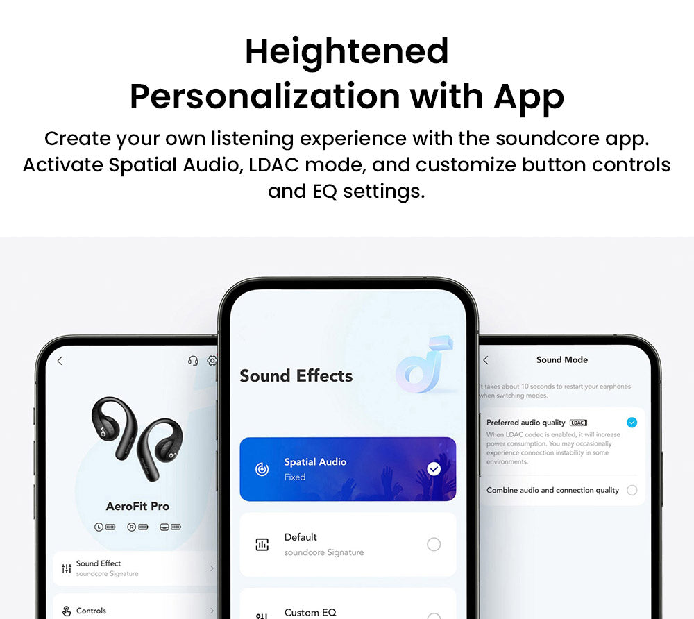 Slúchadlá Anker Soundcore AeroFit Pro s otvorenou konštrukciou, Bluetooth 5.3, výdrž až 46 hodín - čierna