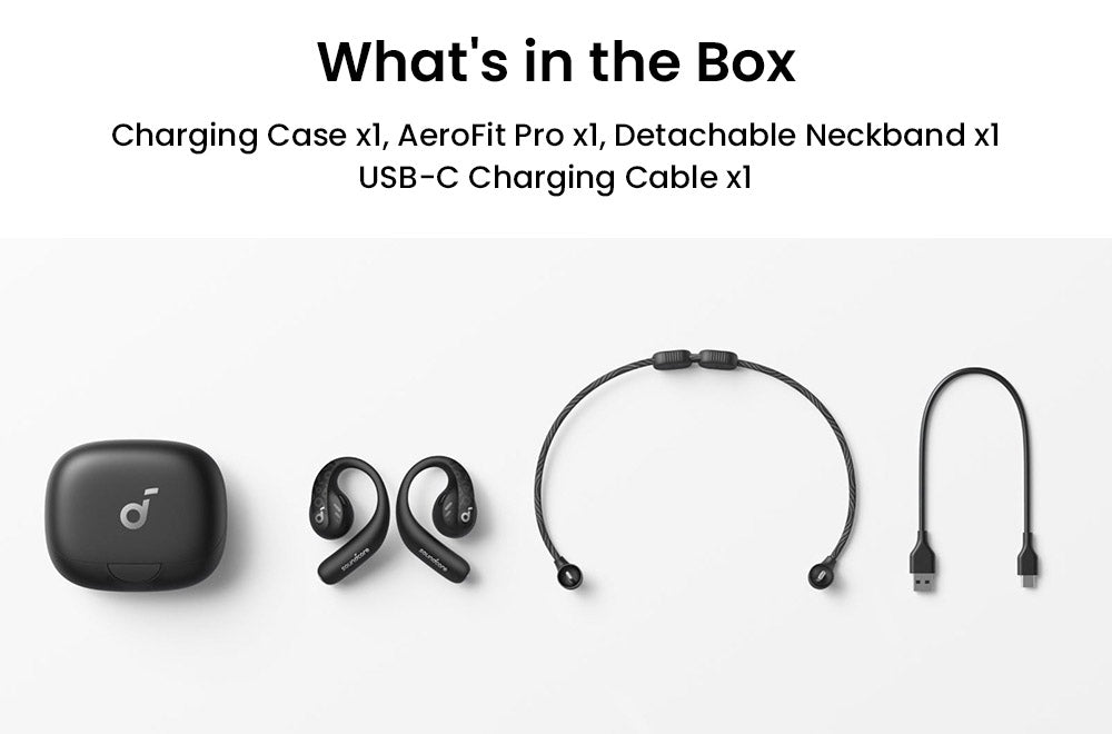 Slúchadlá Anker Soundcore AeroFit Pro s otvorenou konštrukciou, Bluetooth 5.3, výdrž až 46 hodín - čierna