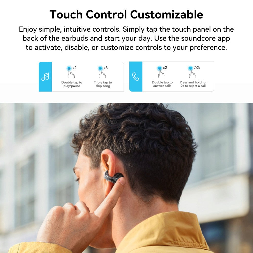 Slúchadlá Anker Soundcore C30i s otvoreným tvarom, uchylovacími háčikmi, Bluetooth 5.3, vodoodolnosťou IPX4, výdrž batérie až 30 hodín – biela