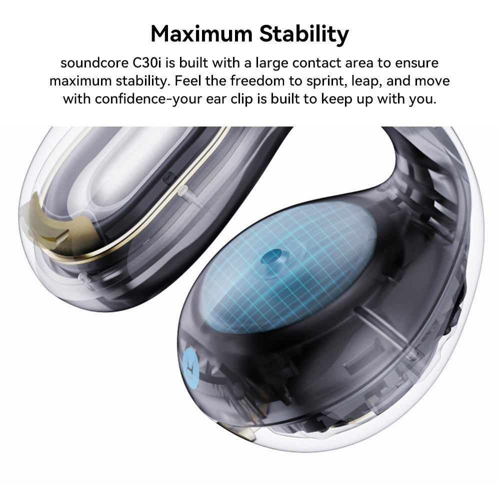 Slúchadlá Anker Soundcore C30i s otvoreným tvarom, uchylovacími háčikmi, Bluetooth 5.3, vodoodolnosťou IPX4, výdrž batérie až 30 hodín – biela