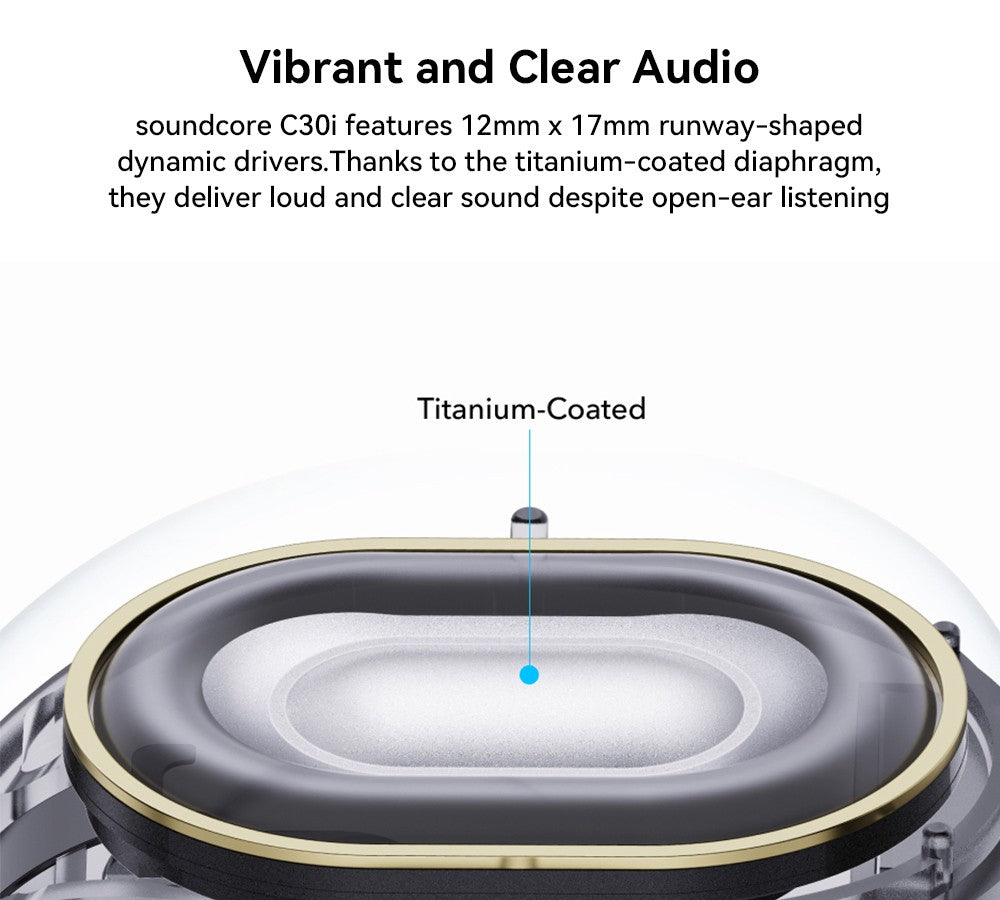 Slúchadlá Anker Soundcore C30i s otvoreným tvarom, uchylovacími háčikmi, Bluetooth 5.3, vodoodolnosťou IPX4, výdrž batérie až 30 hodín – biela