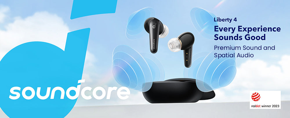 Anker Soundcore Liberty 4 True Wireless ANC slúchadlá, Hi-Res bezdrátový zvuk, priestorový zvuk s dvoma režimami, senzor srdcového tepu - čierna