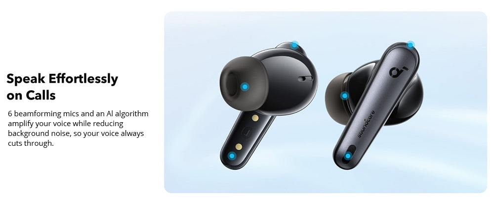 Slúchadlá Soundcore Liberty 4 NC Earbuds TWS, adaptívny systém potlačenia hluku ANC 2.0, Bluetooth 5.3, vodoodolnosť IPX4, rýchle nabíjanie – biela