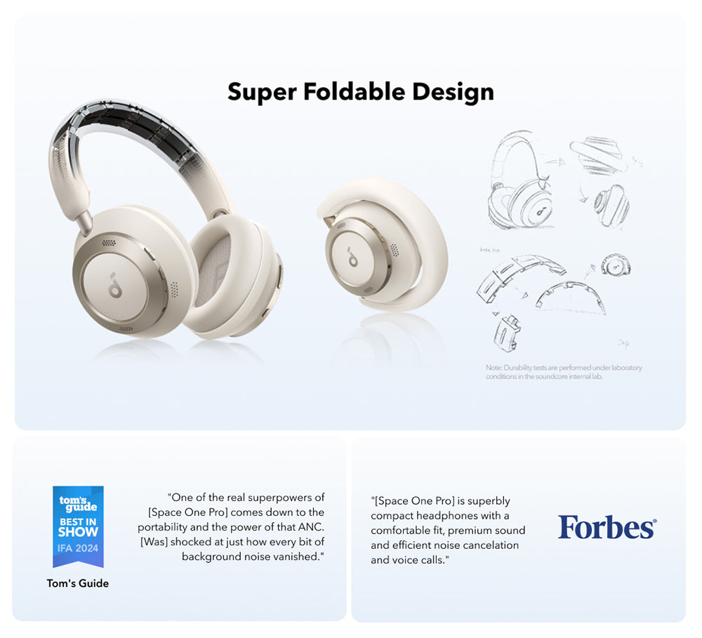 Slúchadlá Anker Soundcore Space One Pro, adaptívne potlačenie hluku (ANC), 40 hodín prevádzky (ANC zapnuté), bezdrôtový zvuk s vysokým rozlíšením, ultrarychlé nabíjanie – čierna