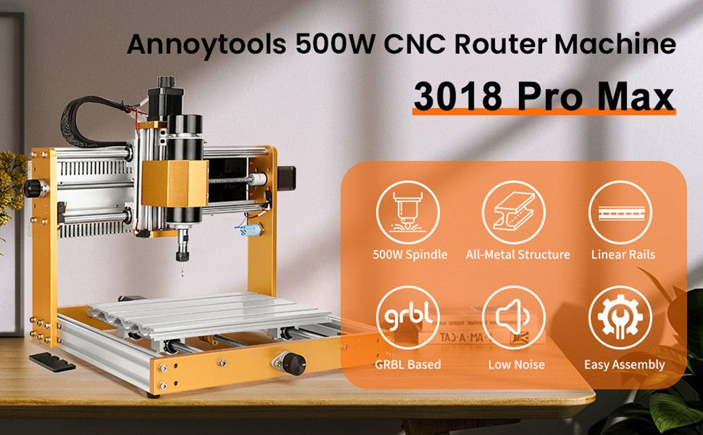 CNC fréza Annoytools 3018 Pro Max, 3-osé koncové spínače, offline ovládanie GRBL, 300x180x80mm