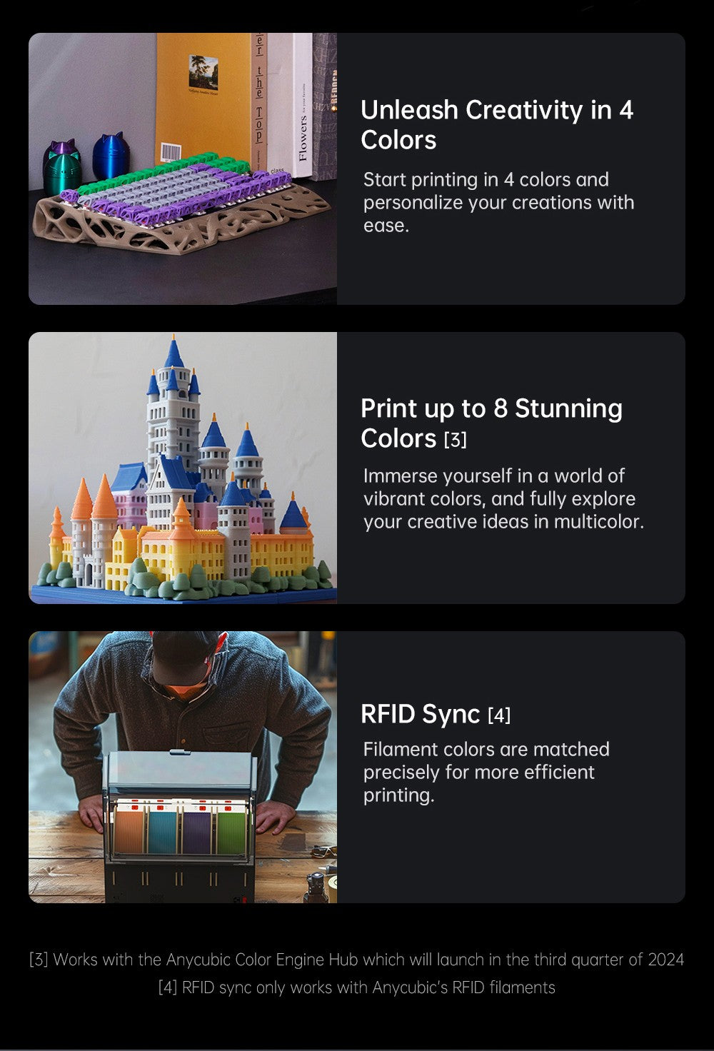 3D tlačiareň ANYCUBIC KOBRA 3 COMBO, s ACE Pro, maximálna rýchlosť 600 mm/s, dvojitý PTC vykurovovací systém, inteligentný viacfarebný tlač, automatické vyrovnanie, detekcia upchatia trysky, rozmer 250x250x260 mm