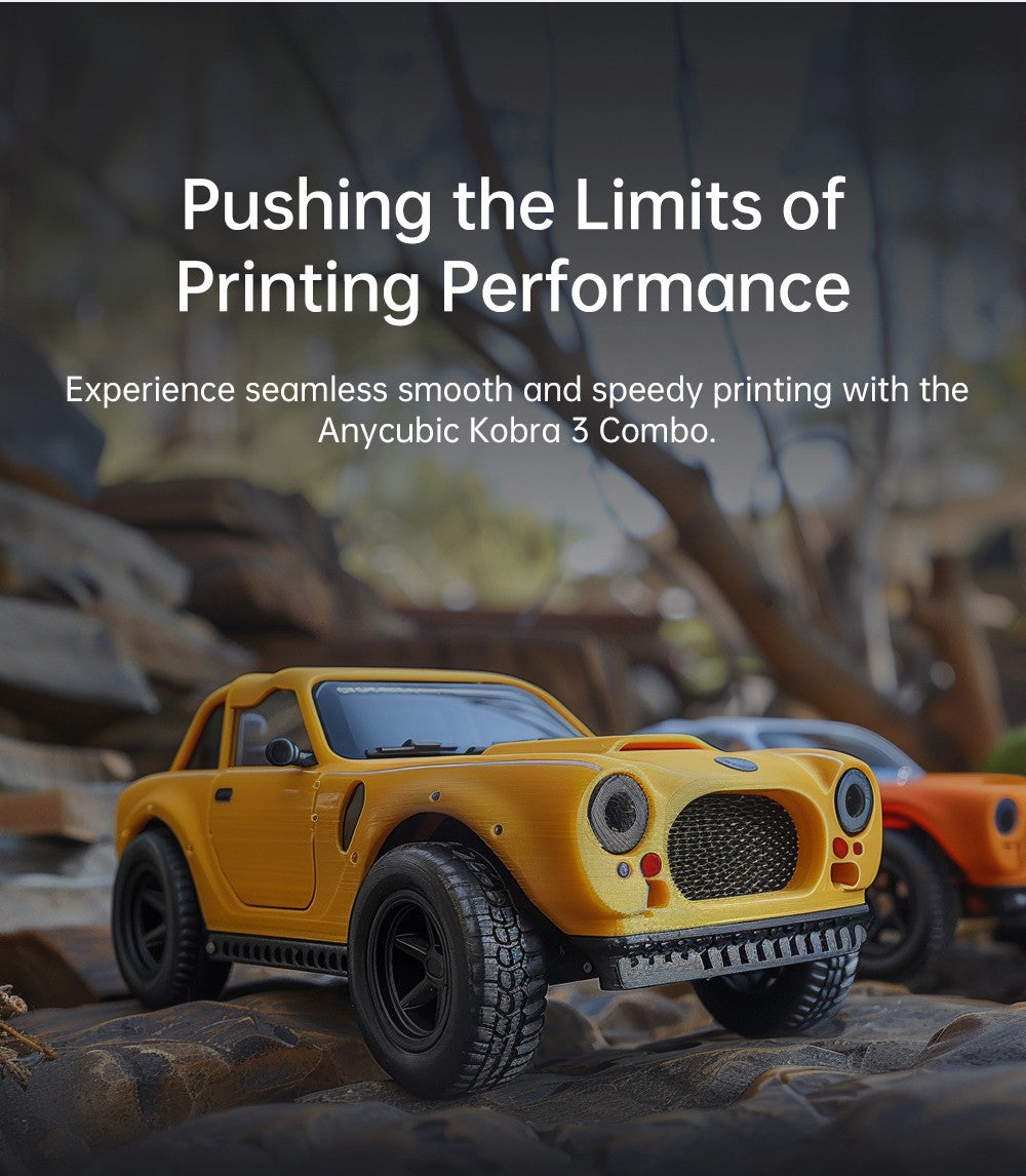 3D tlačiareň ANYCUBIC KOBRA 3 COMBO, s ACE Pro, maximálna rýchlosť 600 mm/s, dvojitý PTC vykurovovací systém, inteligentný viacfarebný tlač, automatické vyrovnanie, detekcia upchatia trysky, rozmer 250x250x260 mm