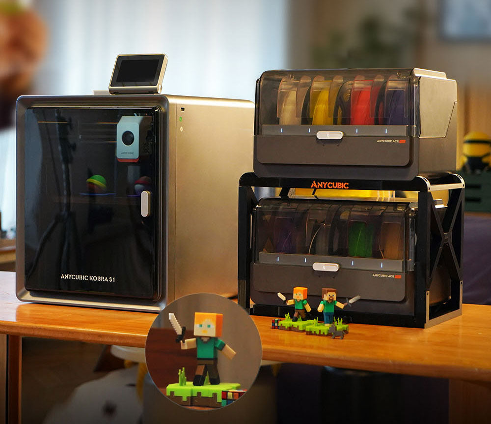 3D tlačiareň ANYCUBIC KOBRA S1 COMBO, živý 8-farebný tlač, ultra vysoká rýchlosť 600 mm/s, automatické vyrovnanie, 320 °C výhrevná hlava, ultra tichý chod 44 dB, konštrukcia CoreXY, 250*250*250 mm