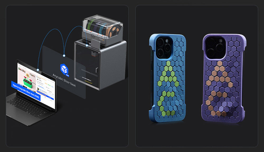 3D tlačiareň ANYCUBIC KOBRA S1 COMBO, živý 8-farebný tlač, ultra vysoká rýchlosť 600 mm/s, automatické vyrovnanie, 320 °C výhrevná hlava, ultra tichý chod 44 dB, konštrukcia CoreXY, 250*250*250 mm