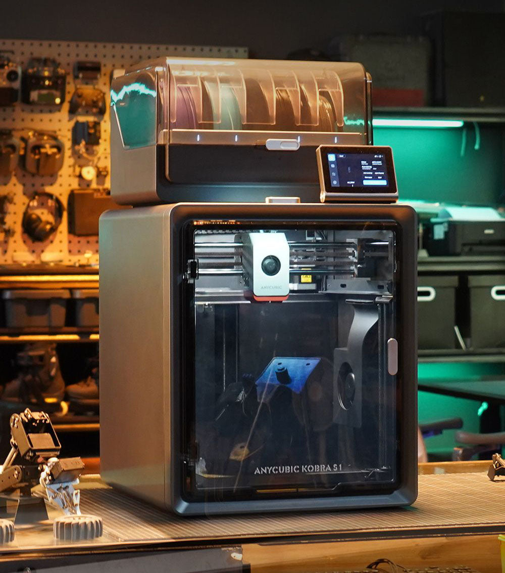 3D tlačiareň ANYCUBIC KOBRA S1 COMBO, živý 8-farebný tlač, ultra vysoká rýchlosť 600 mm/s, automatické vyrovnanie, 320 °C hlavička, ultra tichý chod 44 dB, konštrukcia CoreXY, 250*250*250 mm