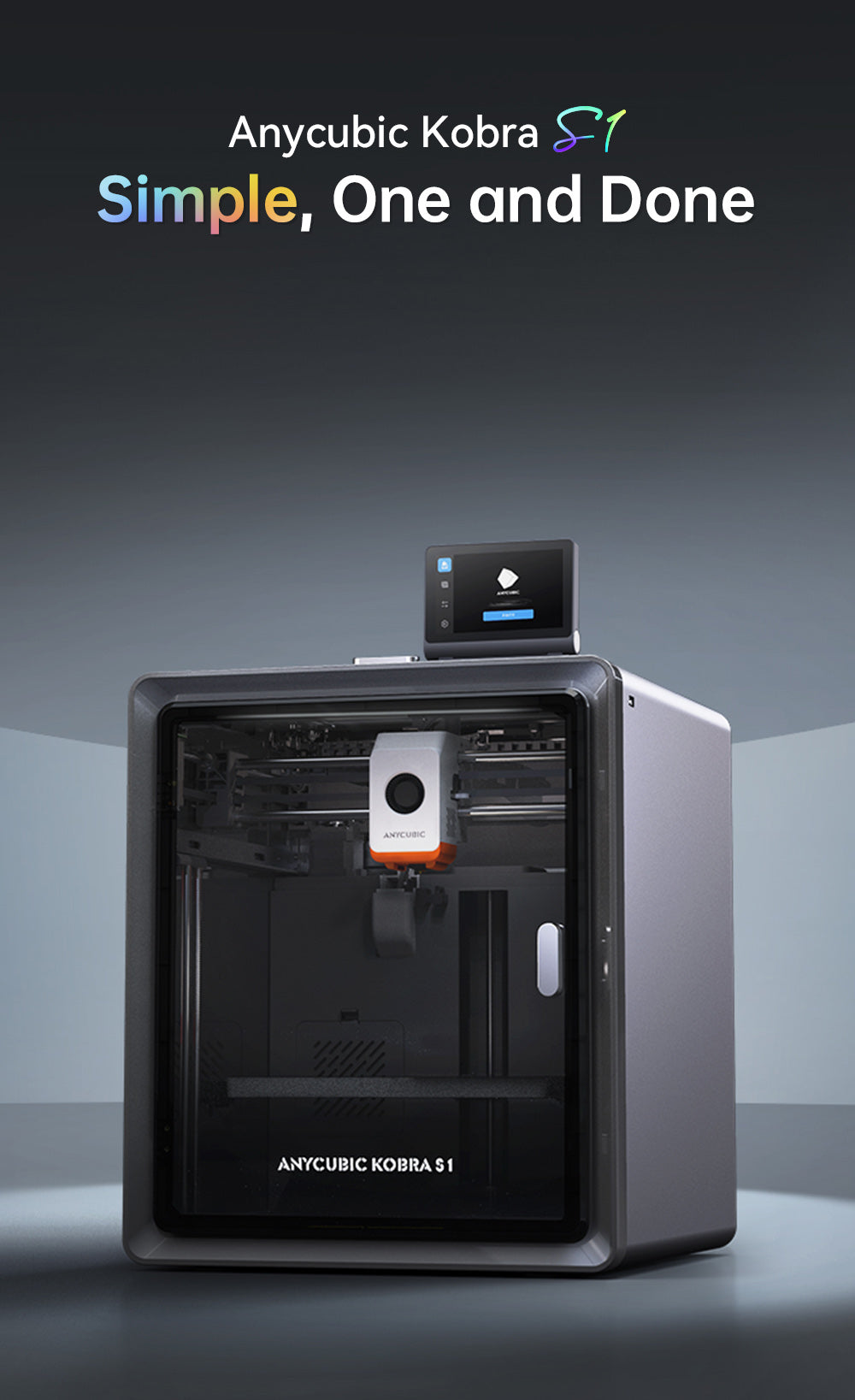 3D tlačiareň Anycubic Kobra S1, uzavretá konštrukcia CoreXY, ultra-rýchly tlač 600 mm/s, podpora tlače viacerých farieb s ACE Pro, 320℃ horký koniec, ultra-tichý chod 44dB, 250*250*250mm