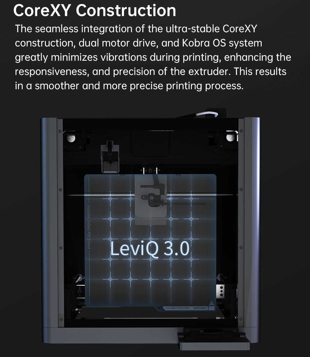 3D tlačiareň Anycubic Kobra S1, uzavretá konštrukcia CoreXY, ultra-rýchly tlač 600 mm/s, podpora tlače viacerých farieb s ACE Pro, 320℃ horký koniec, ultra-tichý chod 44dB, 250*250*250mm