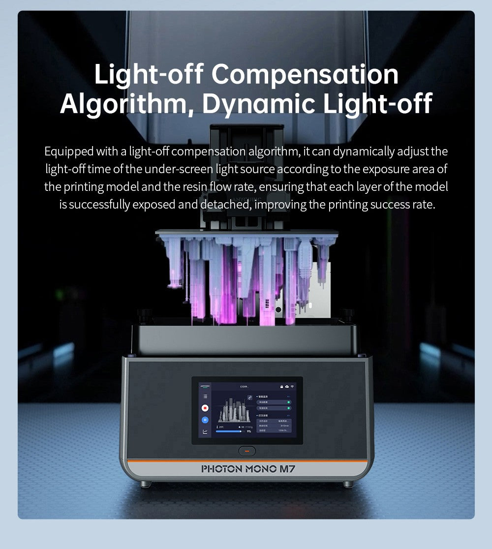 Anycubic Photon Mono M7 živicový 3D tlačiar, tlačová rýchlosť 90 mm/h, 14K COB zdroj, 10,1 palcový Mono LCD, dynamické vypínanie svetla, bez nutnosti vyrovnania, 223*126*230 mm
