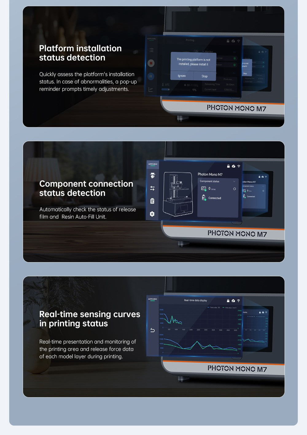 Anycubic Photon Mono M7 živicový 3D tlačiar, tlačová rýchlosť 90 mm/h, 14K COB zdroj, 10,1 palcový Mono LCD, dynamické vypínanie svetla, bez nutnosti vyrovnania, 223*126*230 mm