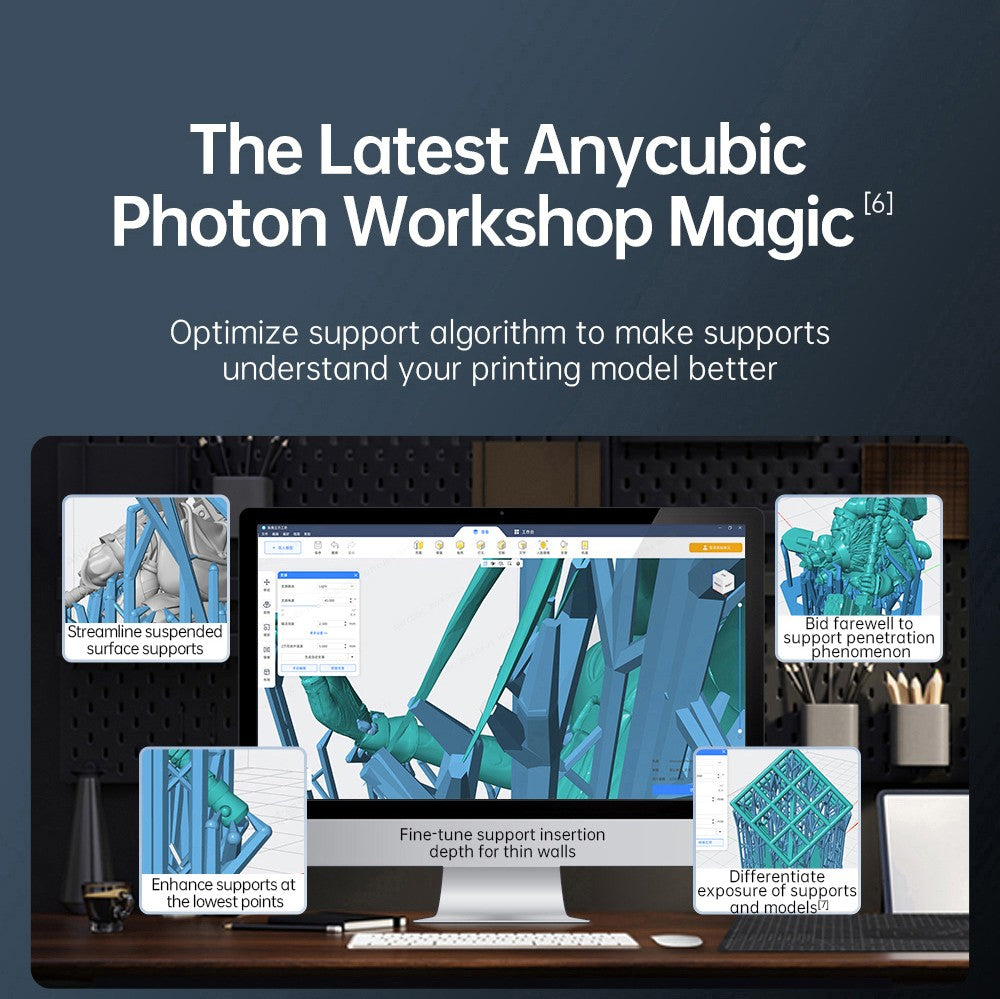 Anycubic Photon Mono M7 živicový 3D tlačiar, tlačová rýchlosť 90 mm/h, 14K COB zdroj, 10,1 palcový Mono LCD, dynamické vypínanie svetla, bez potreby vyrovnania, 223*126*230 mm