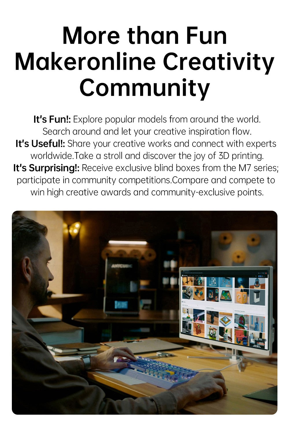 Anycubic Photon Mono M7 živicový 3D tlačiar, tlačová rýchlosť 90 mm/h, 14K COB zdroj, 10,1 palcový Mono LCD, dynamické vypínanie svetla, bez nutnosti vyrovnania, 223*126*230 mm