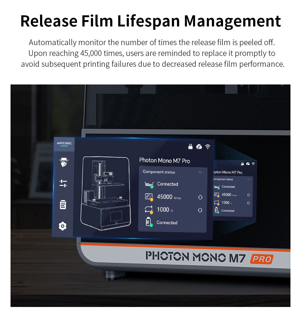 Anycubic Photon Mono M7 Pro živicová 3D tlačiareň, výška vrstvy 0,1 mm, rýchlosť tlače 170 mm/h, 14K COB LighTurbo 3.0 zdroj svetla, 10,1