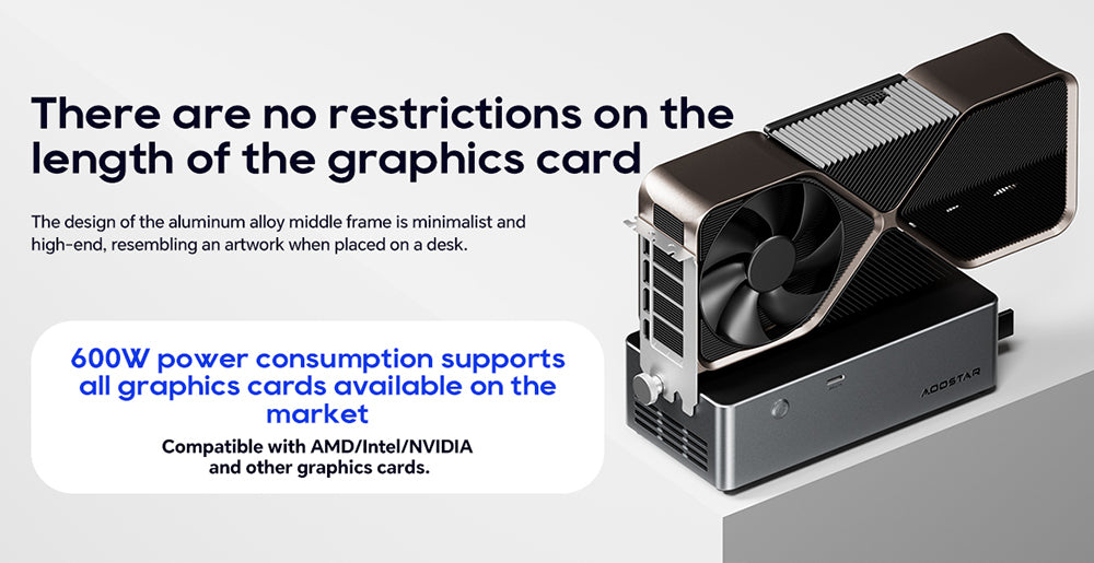 AOOSTAR AG01 eGPU dokovací stanica s portom Oculink, integrovaným 800W zdrojom, podporuje TGX rozhranie s možnosťou výmeny za chodu - EU zástrčka