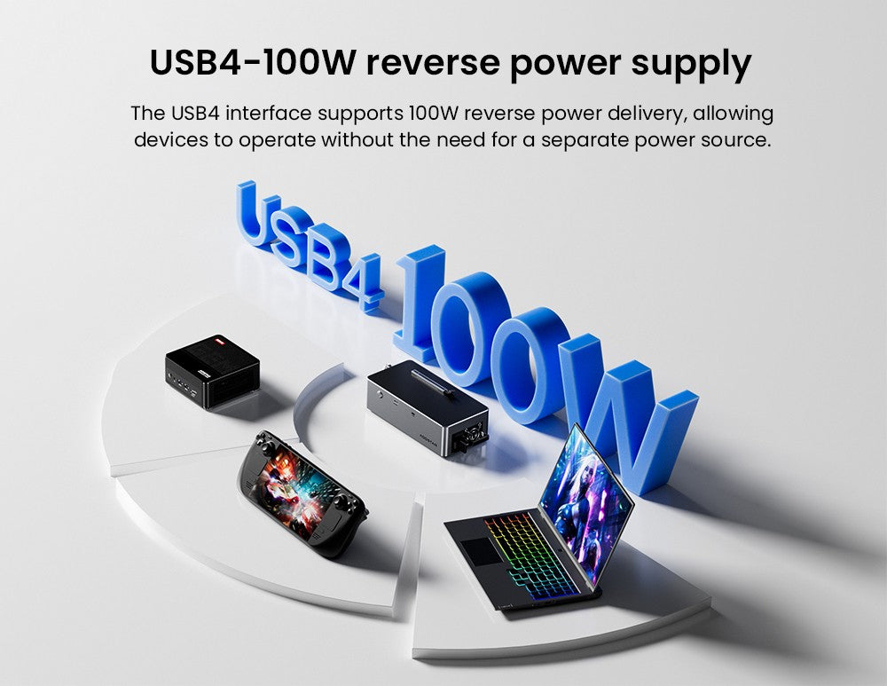 AOOSTAR AG02 eGPU Dock s portom Oculink & USB4, 100W reverzným nabíjaním, integrovaným 800W zdrojom, podporuje rozhranie TGX s možnosťou výmeny za chodu - EU zástrčka