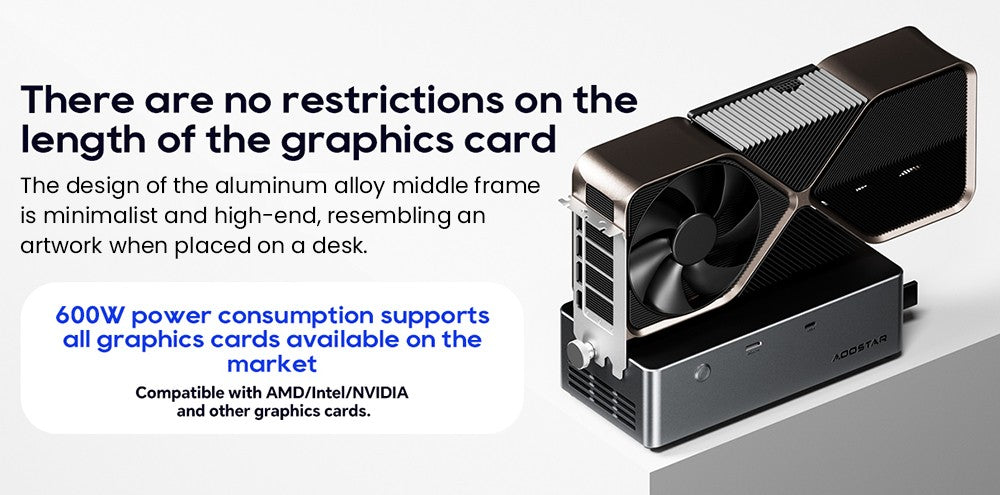 AOOSTAR AG02 eGPU Dock s portom Oculink & USB4, 100W reverzným nabíjaním, integrovaným 800W zdrojom, podporuje rozhranie TGX s možnosťou výmeny za chodu - EU zástrčka