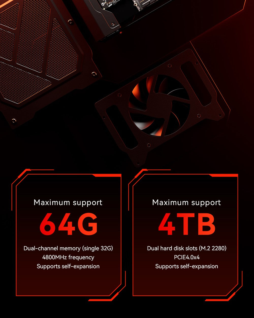 AOOSTAR GODX herný mini PC s dedikovanou GPU, procesor AMD Ryzen 9 6900HX s 8 jadierami a taktom 4,9 GHz, grafická karta AMD Radeon RX 6600LE s 8 GB pamäte a 128-bitovým rozhraním, 32 GB RAM, 1 TB SSD, WiFi6, 2x 2,5G LAN, 5x USB3.2, 1x USB4, 1x Type-C, 1x DP, 1x HDMI, 2x konektor pre slúchadlá, 2x konektor pre mikrofón - EU zástrčka