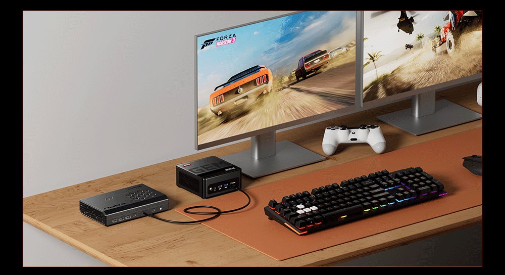 AOOSTAR XG76XT eGPU Dock s grafickou kartou AMD Radeon RX 7600MXT, 8GB GDDR6 RAM, 128bit, 1*USB 4.0, 1*Oculink, 1*HDMI, 2*DP, 1*Type-C, 100W reverzné nabíjanie - EU zástrčka