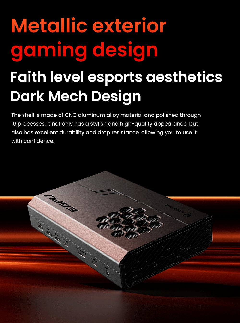 AOOSTAR XG76XT eGPU Dock s grafickou kartou AMD Radeon RX 7600MXT, 8GB GDDR6 RAM, 128bit, 1*USB 4.0, 1*Oculink, 1*HDMI, 2*DP, 1*Type-C, 100W reverzné nabíjanie - EU zástrčka