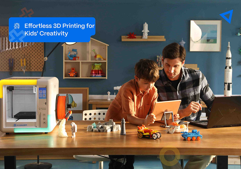 3D tlačiareň AOSEED X-MAKER pre deti a začiatočníkov, bez nutnosti vyrovnávania podložky, tlač cez Wi-Fi, ultra tichý chod, ovládanie cez aplikáciu, podporuje filamenty PLA/ABS
