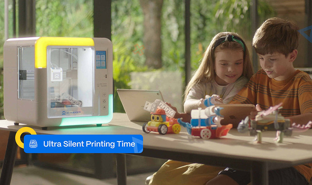 3D tlačiareň AOSEED X-MAKER pre deti a začiatočníkov, bez nutnosti vyrovnávania podložky, tlač cez Wi-Fi, ultra tichý chod, ovládanie cez aplikáciu, podporuje filamenty PLA/ABS