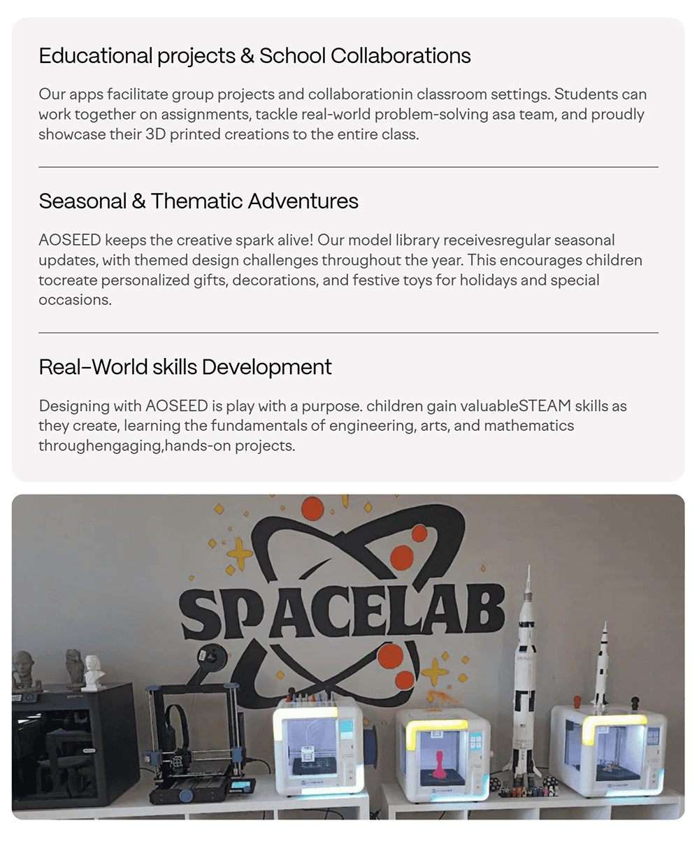 3D tlačiareň AOSEED X-MAKER pre deti a začiatočníkov, 120 - 300 mm/s, bez nutnosti vyrovnania podložky, tlač cez Wi-Fi, ultra tichý chod, ovládanie cez aplikáciu, podporuje PLA/ABS filament, 150*150*150mm