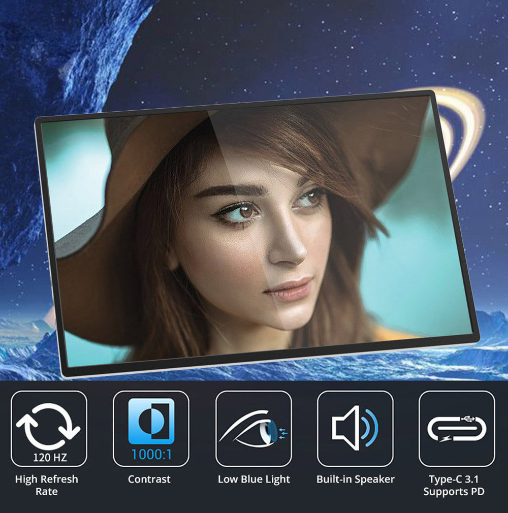 Prenosný monitor AOSIMAN 160QC, 16 palcov, 2.5K, 144 Hz, 2560*1600, 16:10, 100% sRGB, 480 cd/m², herná obrazovka.