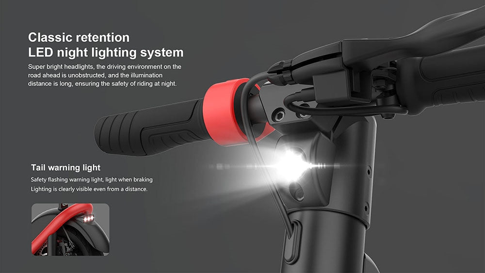 Elektromobilná kolobežka AOVO X11, 10-palcové pneumatiky, 450W motor, 36V 13Ah odnímateľná batéria, maximálna rýchlosť 35 km/h, dojazd 50 km - červená