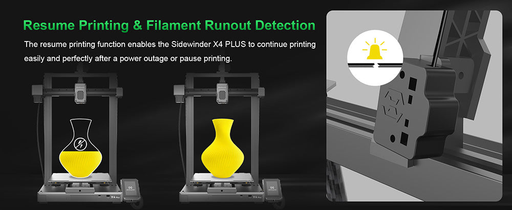 3D tlačiareň Artillery Sidewinder X4 Plus, 300*300*400mm, tlačová rýchlosť 500mm/s, kovové lineárne vodidlá XY, automatické vyrovnanie, efektívne chladiace ventilátory 8000 ot/min