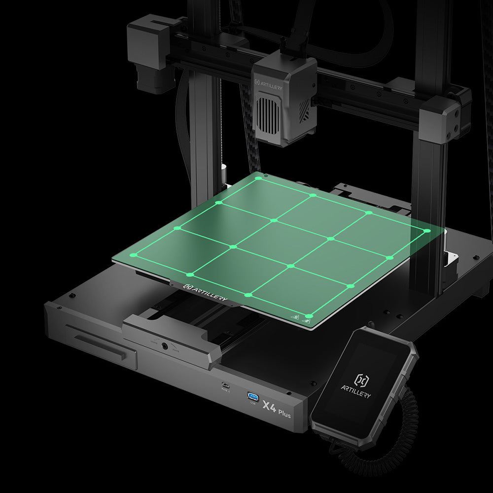 3D tlačiareň Artillery Sidewinder X4 Plus S1, 300*300*400mm, tlačová rýchlosť 500mm/s, tlač pri vysokej teplote 300℃, kovové lineárne vodidlá XY, automatické vyrovnanie, efektívne chladiace ventilátory 8000 ot/min
