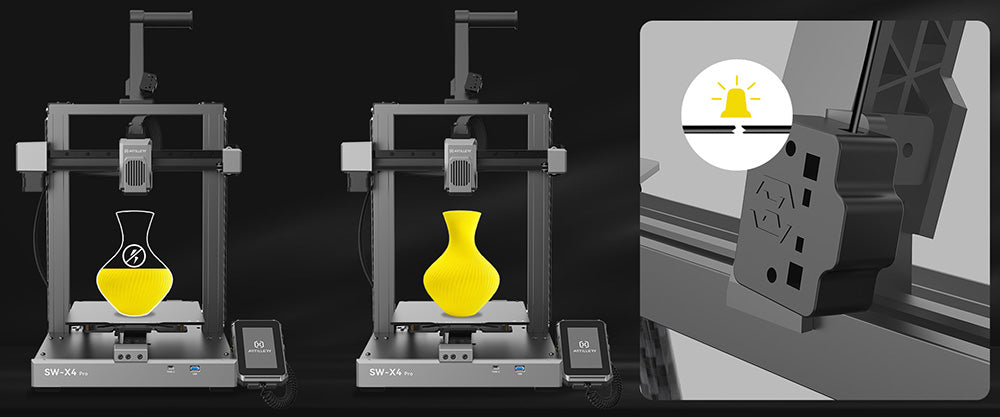 3D tlačiareň Artillery Sidewinder X4 Pro, 240*240*260 mm, tlačová rýchlosť 500 mm/s, lineárne vodidlá osí X a Y, priamy pohon extrudéra, automatické vyrovnanie s 81 bodmi, dvojité ťahové tyče, automatické čistenie trysky