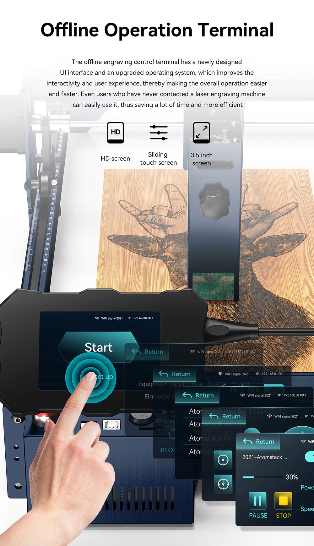 Laserový gravírovací a rezací stroj ATOMSTACK A10 Pro 10W, vysoká presnosť 0,01 mm, pevné zaostrenie, dvojité kompresné zaostrenie, 410*400 mm