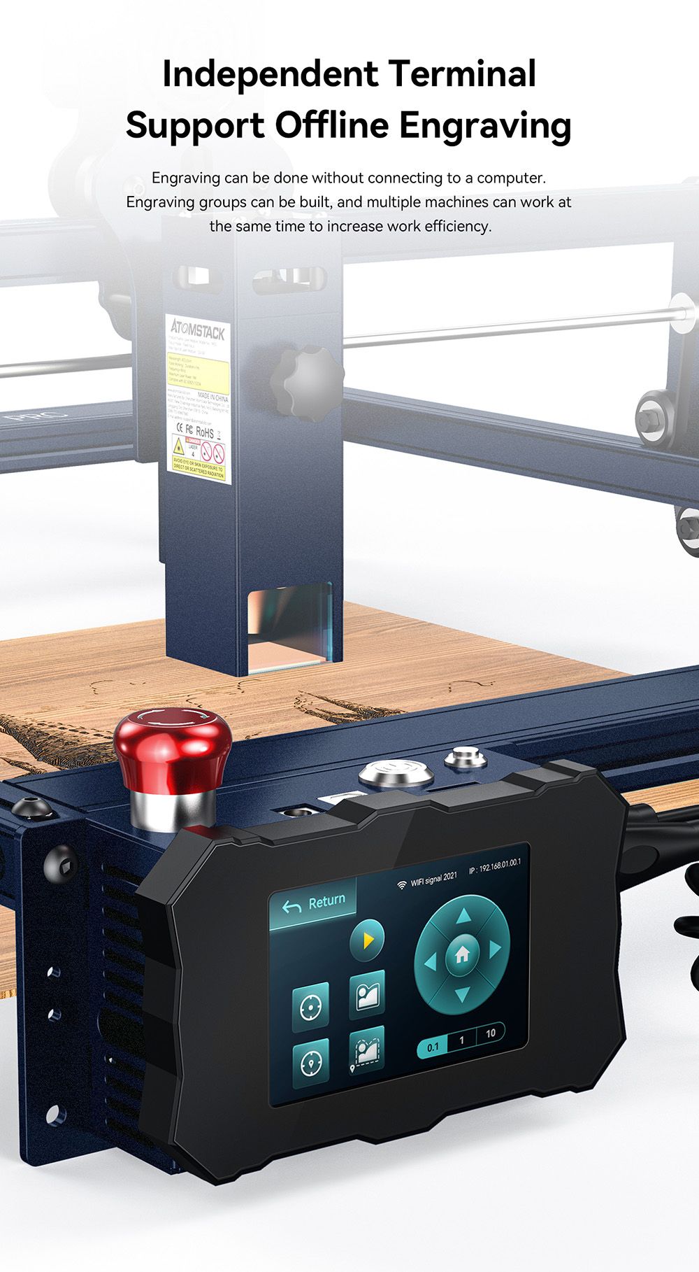 Laserový gravírovací a rezací stroj ATOMSTACK A10 Pro 10W, vysoká presnosť 0,01 mm, pevné zaostrenie, dvojité kompresné zaostrenie, 410*400 mm