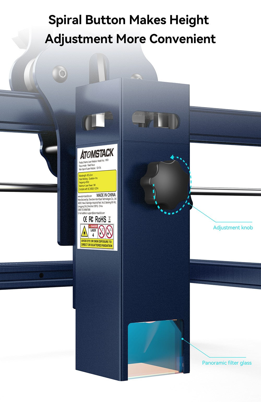 Laserový gravírovací a rezací stroj ATOMSTACK A10 Pro 10W, vysoká presnosť 0,01 mm, pevné zaostrenie, dvojité kompresné zaostrenie, 410*400 mm