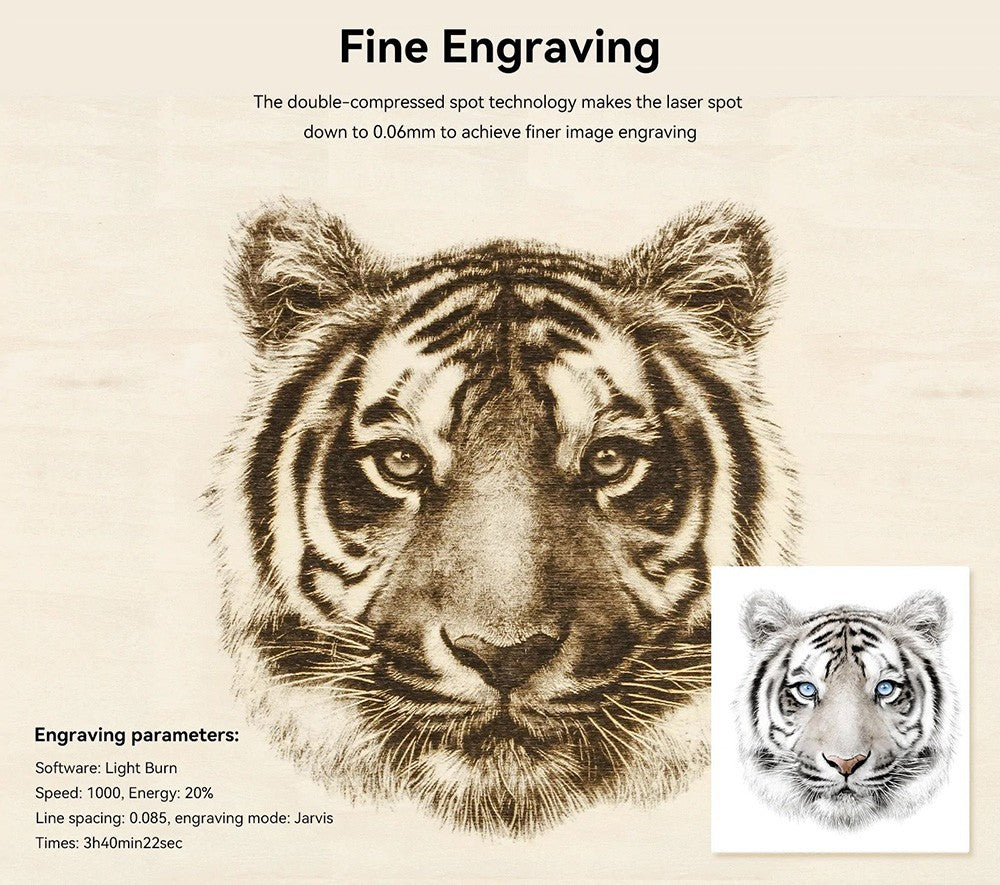 Laserový gravírovací a rezací stroj ATOMSTACK S10 Pro 10W, výkon stroja 50W, pevné zaostrenie, stlačený bod 0,08x0,06 mm, offline prevádzka, 410x400mm