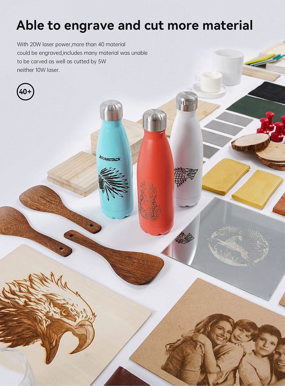 ATOMSTACK S20 Pro 20W laserový gravírovací a rezací stroj s sadou na asistované rezanie vzduchom, bez nutnosti zaostrenia, štvorjadrový diodový laser, offline gravírovanie - USA