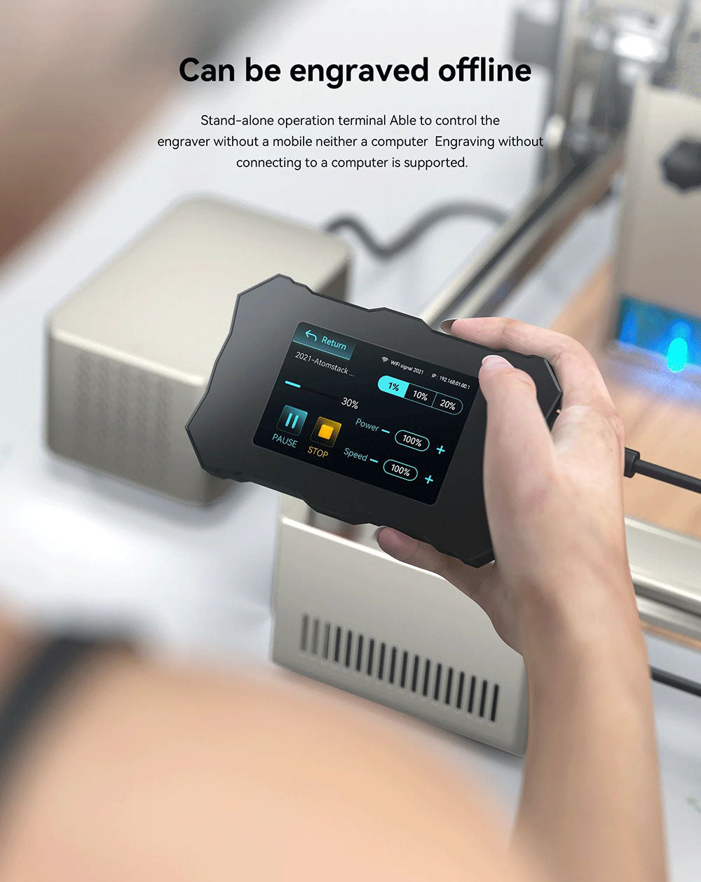 ATOMSTACK S20 Pro 20W laserový gravírovací a rezací stroj s sadou na pomocné prúdenie vzduchu, bez nutnosti zaostrenia, štvorjadrový diodový laser, offline gravírovanie - USA