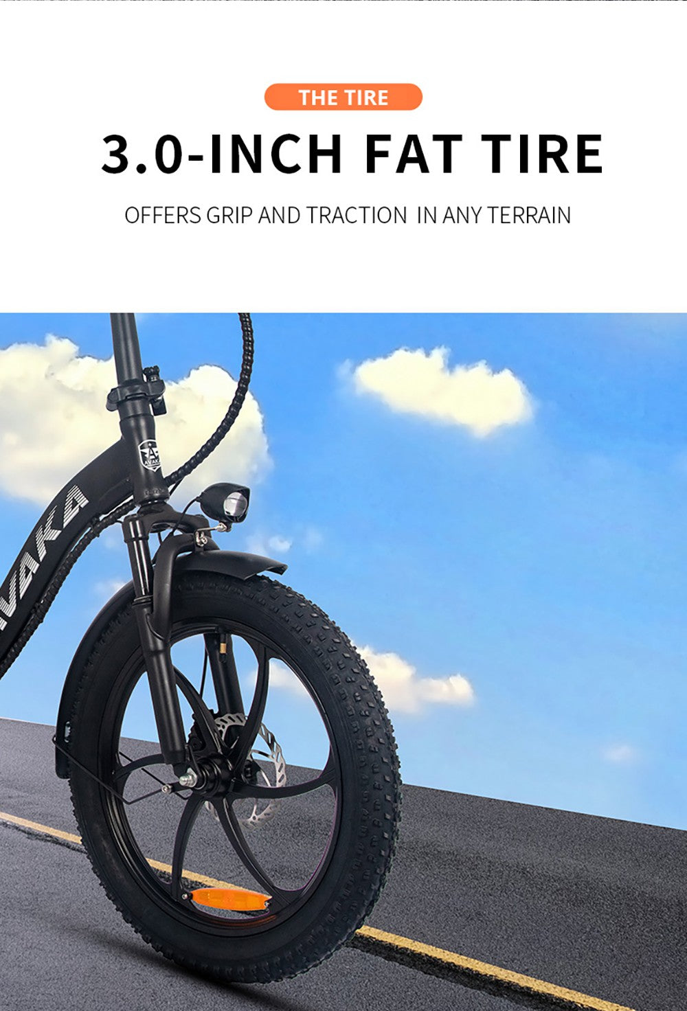 Elektrokolo AVAKA BZ20 PLUS, skladacie, 20*3,0 palcové široké pneumatiky, 500W bezuhlíkový motor, max. rýchlosť 25 km/h, 48V 18,2Ah batéria, dojazd 100 km, max. zaťaženie 120 kg, dvojité kotúčové brzdy, 7-stupňová prevodovka Shimano, vodotesné IP54, LCD displej, jednolitý kolesový rám - čierna farba.