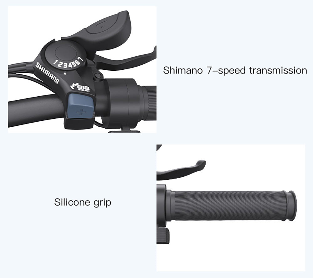 AVAKA K300 skladací elektrokolo, 350W motor, 36V 16Ah batéria, 20*3.0 palcové pneumatiky, max. rýchlosť 31 km/h, dojazd 100 km, predné a zadné kotúčové brzdy, LCD displej, 7-stupňová prevodovka SHIMANO - biela