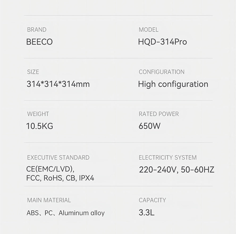 Kuchynský kompostér BEECO HQD-314Pro, kapacita 3,3 l, premieňa odpad na prírodné hnojivo, zabudované UVC svetlo, detský zámok, LCD obrazovka